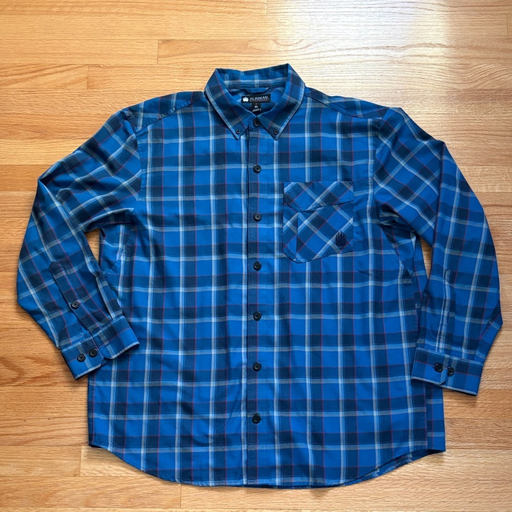 XL Alaskan Hardgear by Duluth Blue Plaid Casual Shirt